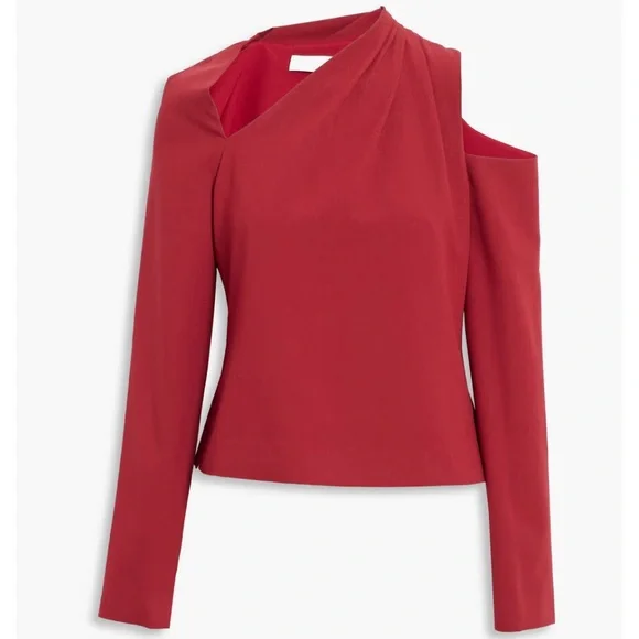 Jonathan Simkhai Cutout Crepe De Chine Top in Crimson Size 6 - Picture 1 of 11
